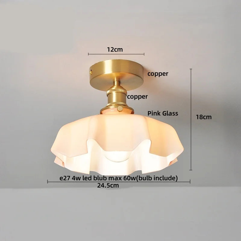 Flush Mount LED Ceiling Light Fixture Bathroom Kitchen Bedroom White Peace Dove Copper Tiffany Glass Plafond Lamp Lamparas