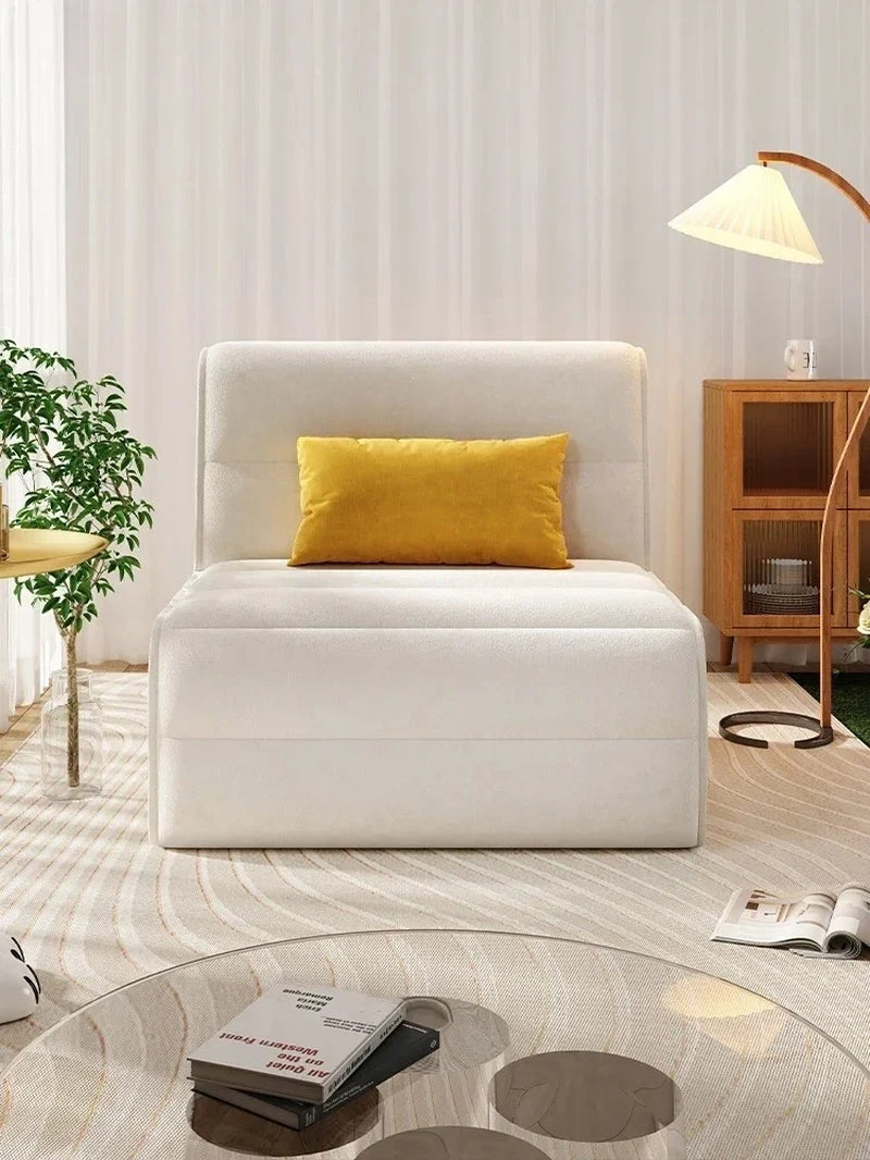Light Luxury Cream Style Electric Sofa Bed Dual-Use Foldable Balcony Multi-Functional Retractable Bed Faux Leather