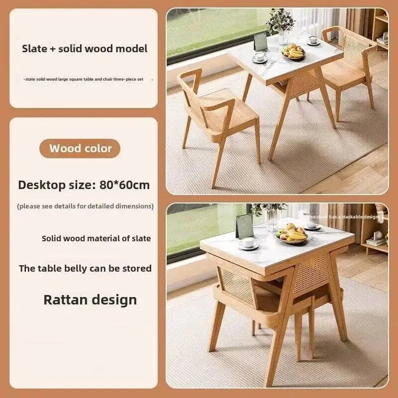 Garden Leisure Balcony Tea Table Solid Three-Piece Patio Furniture Rattan Wood Outdoor Tables and Chairs Furniture Nordic Sets M
