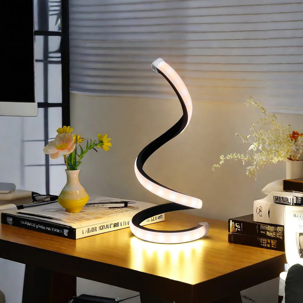 Simple Spiral External Emitting Bright Desktop Desk Lamp Table Lamps USB 3 Color for Living Room Bedroom Led Night Light Lamp