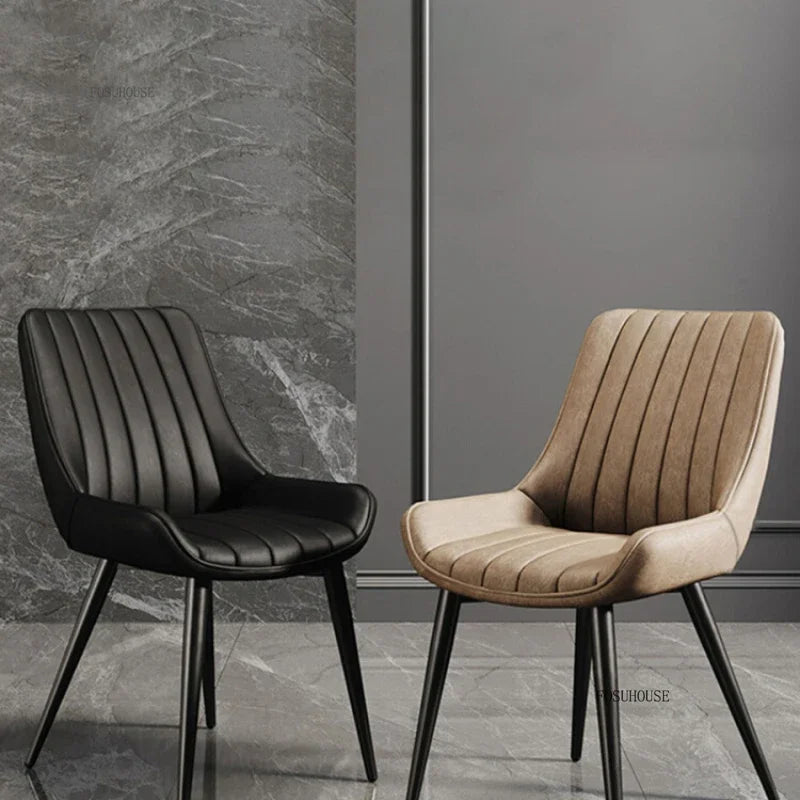 Modern Minimalist Backrest Dining Chairs Nordic Home Restaurant Furniture Light Luxury Leather Dressing Chair
