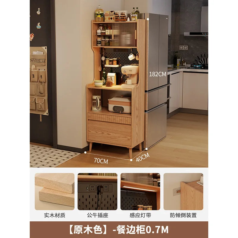 CZ Solid Wood Sideboard Cabinet Storage Small Apartment Kitchen Wall-Mounted Storage Cabinet Tea Cabinet