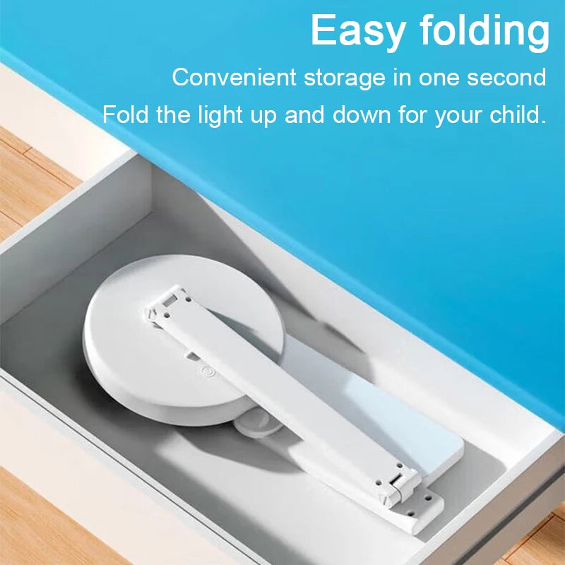LED Clock Table Lamp USB Chargeable Dimmable Desk Lamp Plug-In LED Light Foldable Eye Protection Reading Night Light