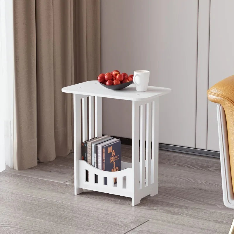 Modern Nordic Storage Side Table Small Coffee Table Bedside Cabinet Mini End Table Nightstand for Living Room Bedroom Furniture