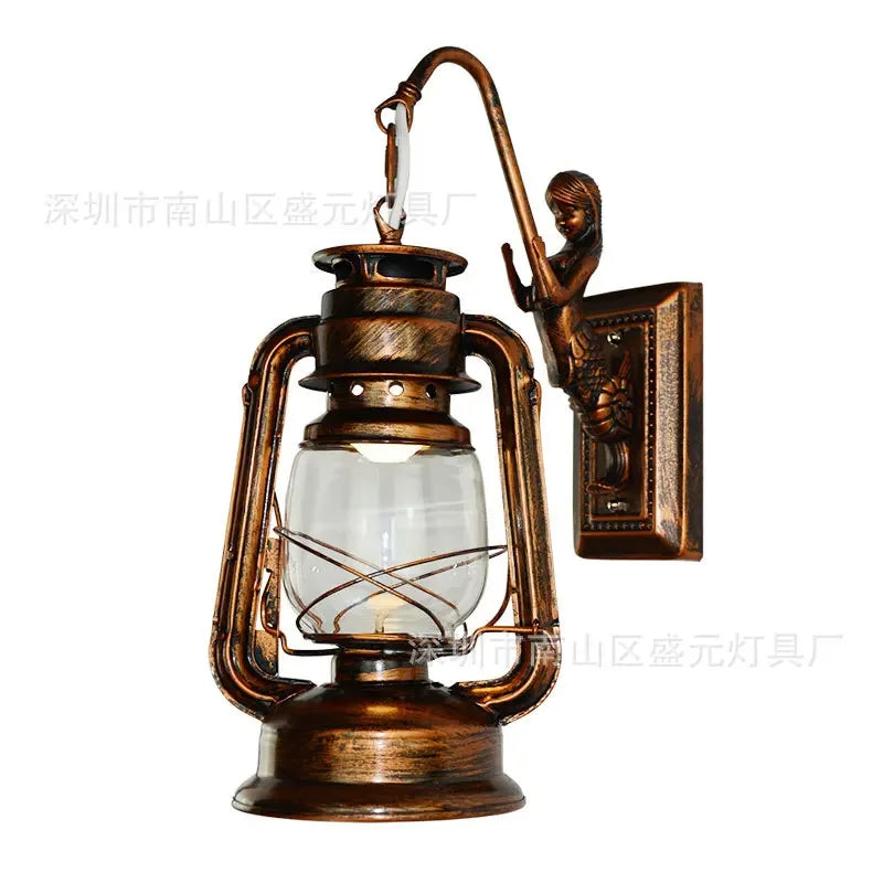 Vintage LED Wall Lamp Barn Lantern Retro Wall Light European Antique Style