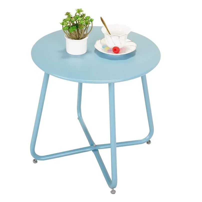 Anti-Rust Iron round Side Table - Suitable for Living Room Sofa, Bedroom Bedside & Outdoor Patio, Modern Design for Balcony & Ho