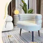 Simple Home Modern Nordic Style Single Sofa Chair with Black Metal Legs Soft Teddy Fleece for Living Room Bedroom Home Furniture