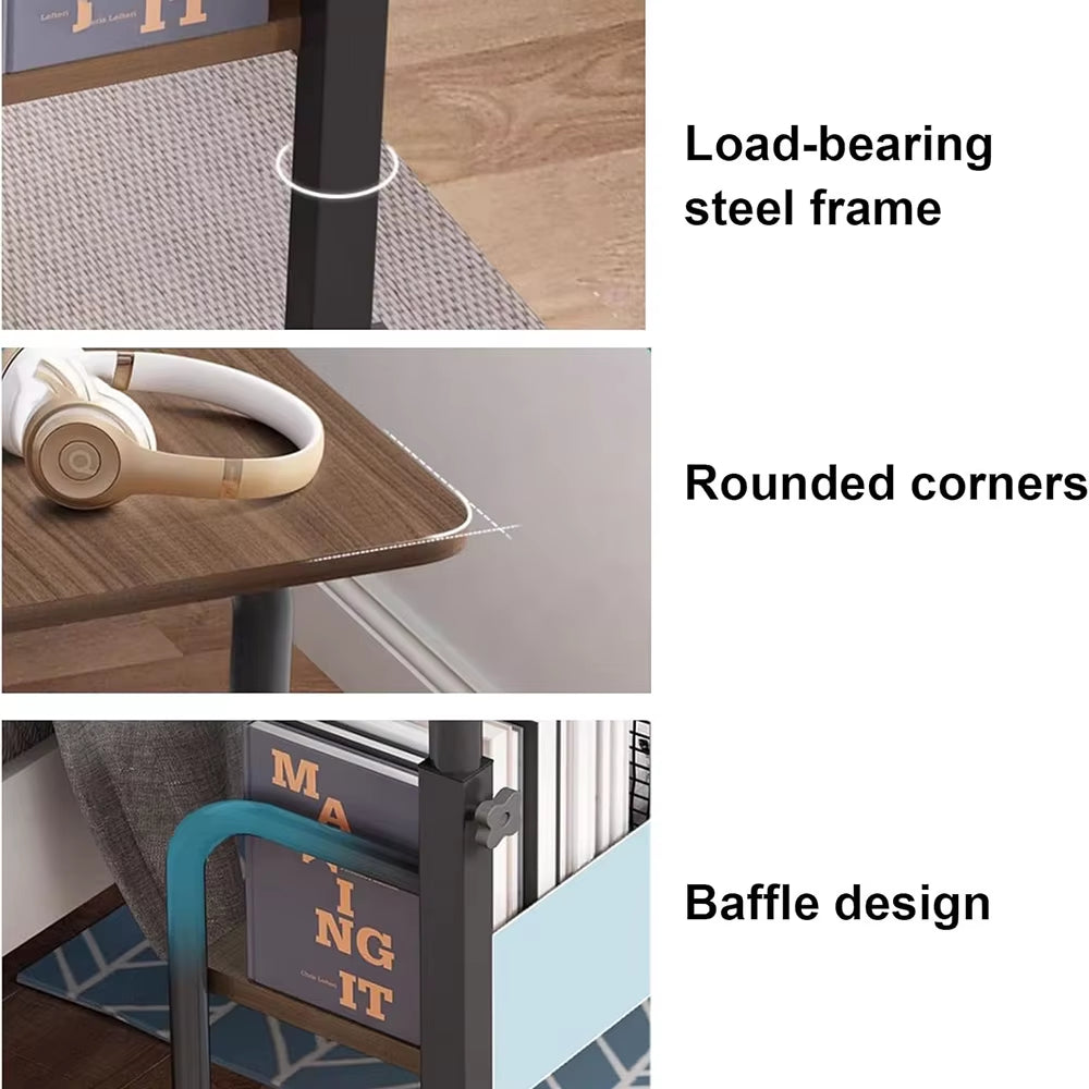 Computer Desk Mobile，Small Adjustable Desk，Office Desk Wooden Writing Desk with Caster，Over Bed Table Adjustable Height