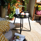 Anti-Rust Iron round Side Table - Suitable for Living Room Sofa, Bedroom Bedside & Outdoor Patio, Modern Design for Balcony & Ho