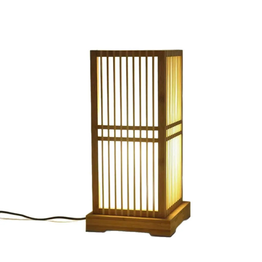 Japanese Zen Bamboo Table Lamp, Handmade Creative Lantern Lamp for Bedroom, Living Room Decor