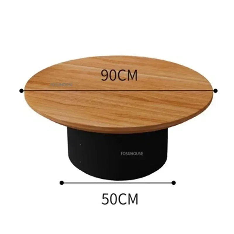 Nordic Solid Wood Coffee Table, Modern Designer Small Apartment Living Room Hotel Combination round Side Table, Minimalist