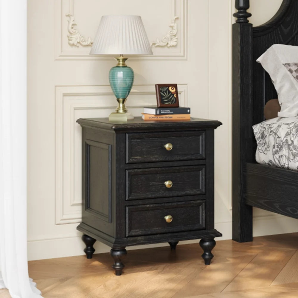 Premium Brown Oak Nightstand Modern Minimalist Style Stainless Steel Legs Drawer Storage Custom Furniture Option