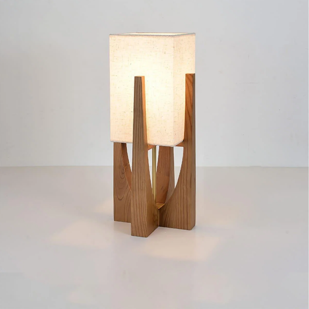 52 cm Chinese style wooden floor lamp in walnut color