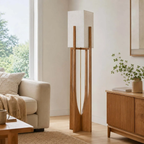 Chinese style wooden floor lamp with light turned off
