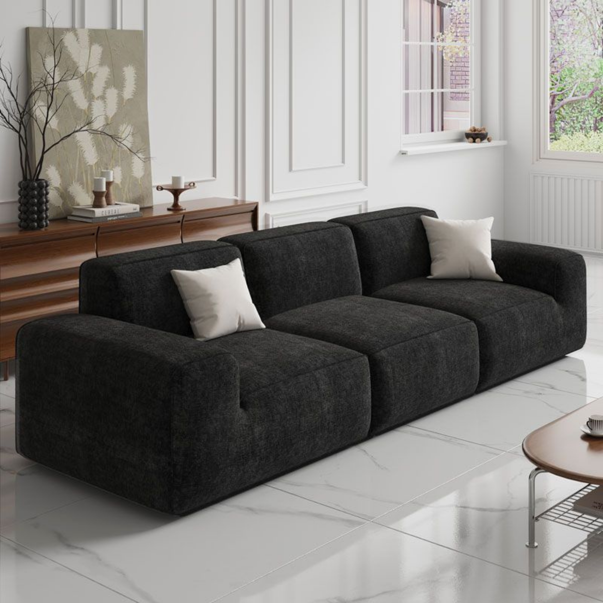 Cloud velvet modular sofa in living room