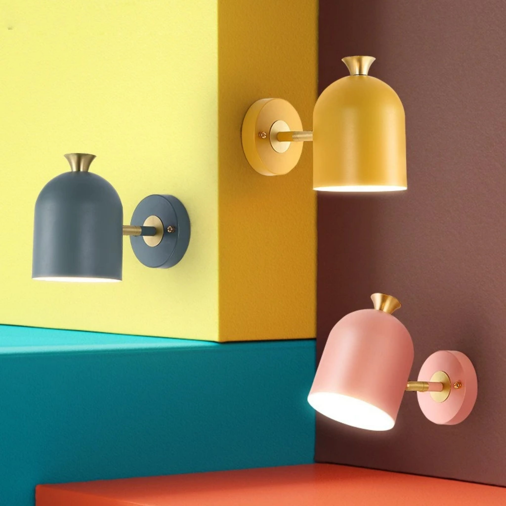 Colorful cylinder wall light illuminated