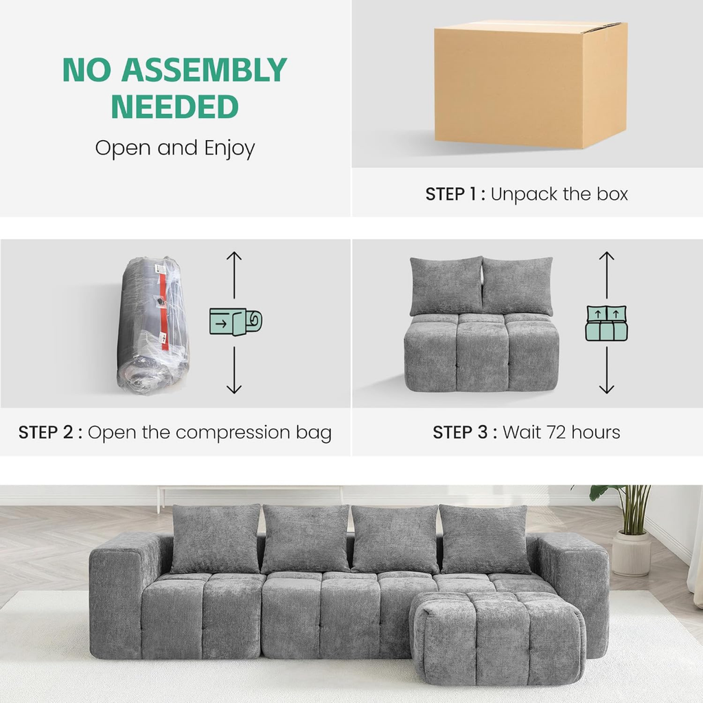 Compressed modular sectional sofa