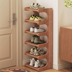 Scandinavian bamboo shoe organizer with open shelves 6 floors