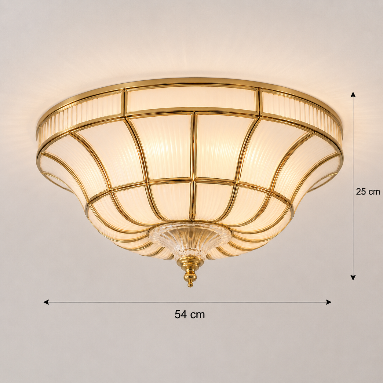 Dimensions of the modern copper flush mount ceiling light frosted color 54cm