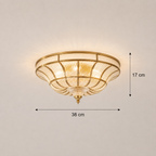 Dimensions of the modern copper flush mount ceiling light transparent color 38cm