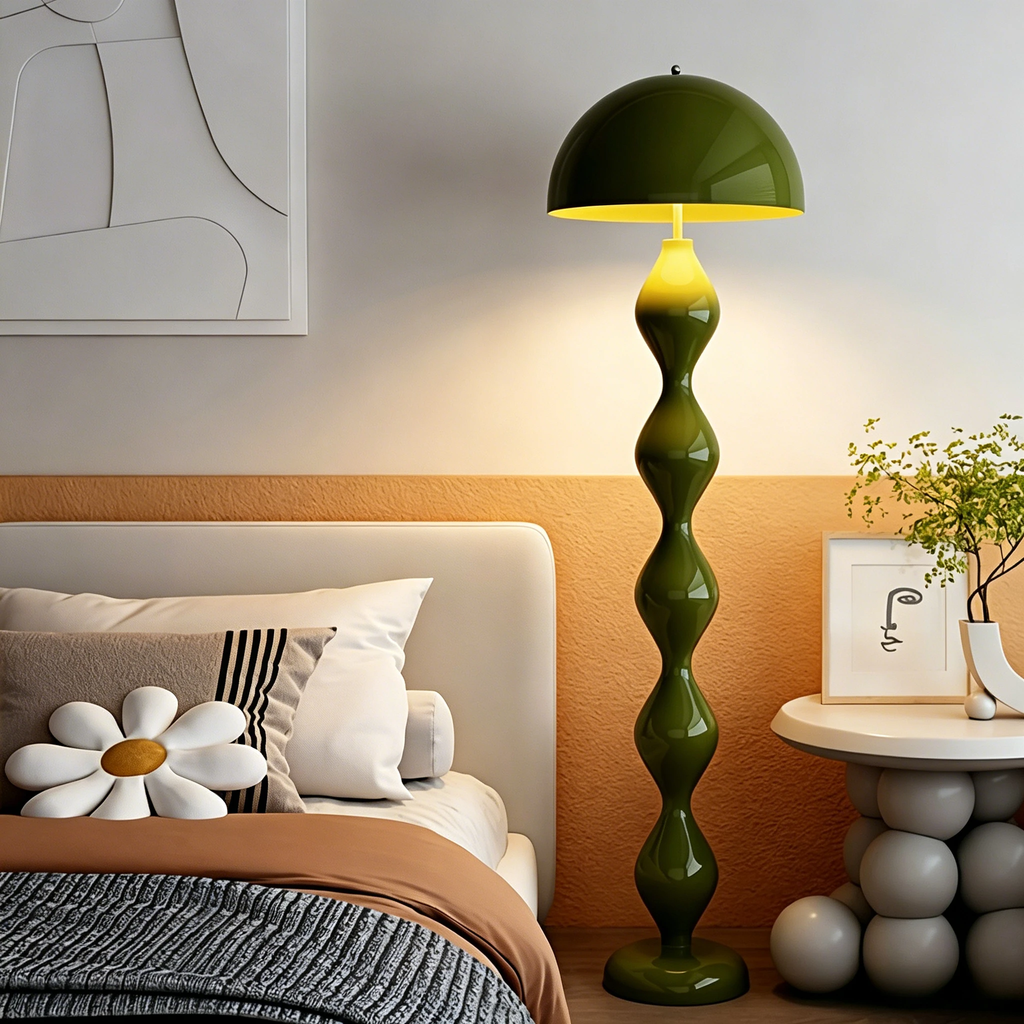 Cream mushroom floor lamp for bedroom