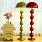 Illuminated cream mushroom floor lamp