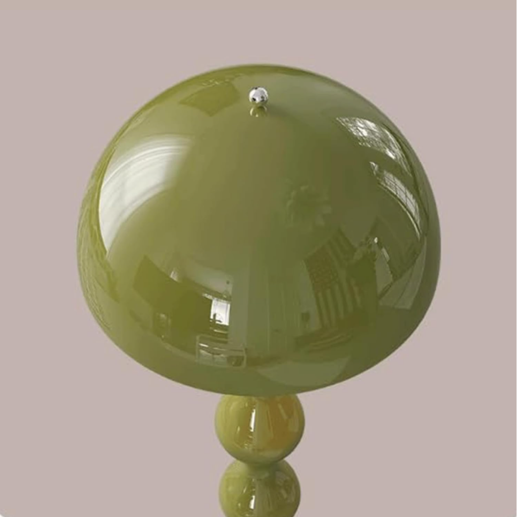 Close-up of cream mushroom floor lamp shade