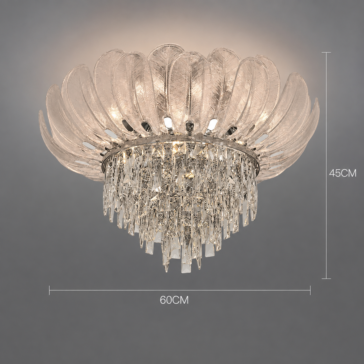 Dimensions of the crystal flush mount ceiling light 60cm