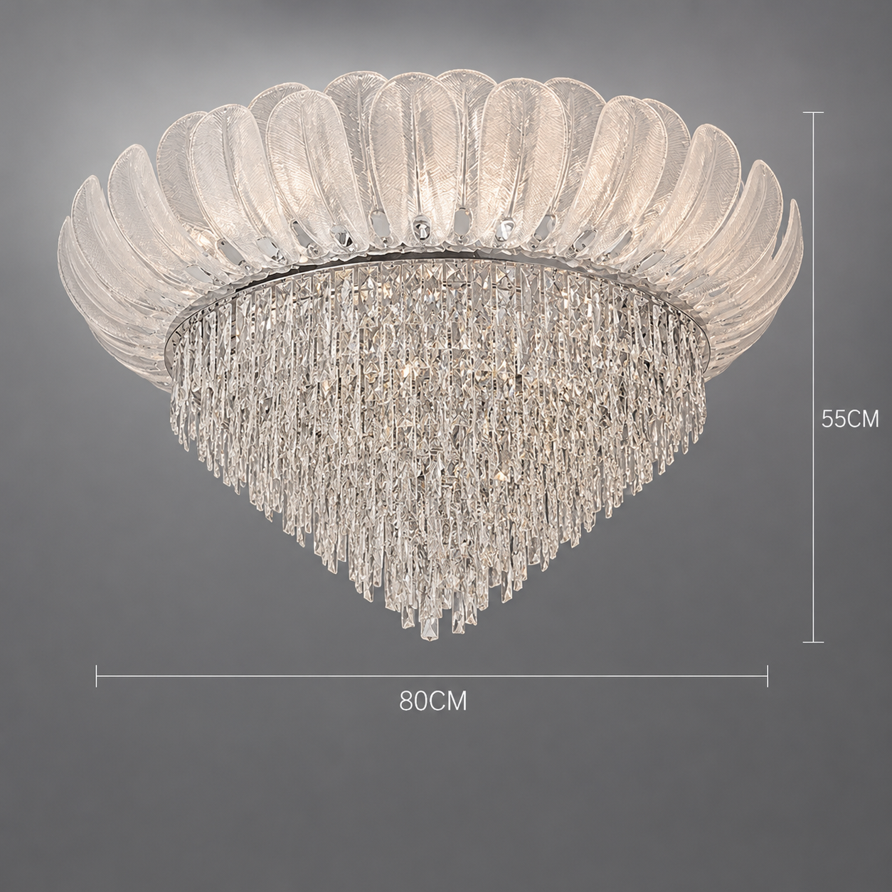 Dimensions of the crystal flush mount ceiling light 80 cm