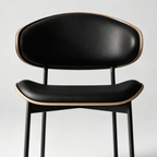 Front view of modern curved back dining chair