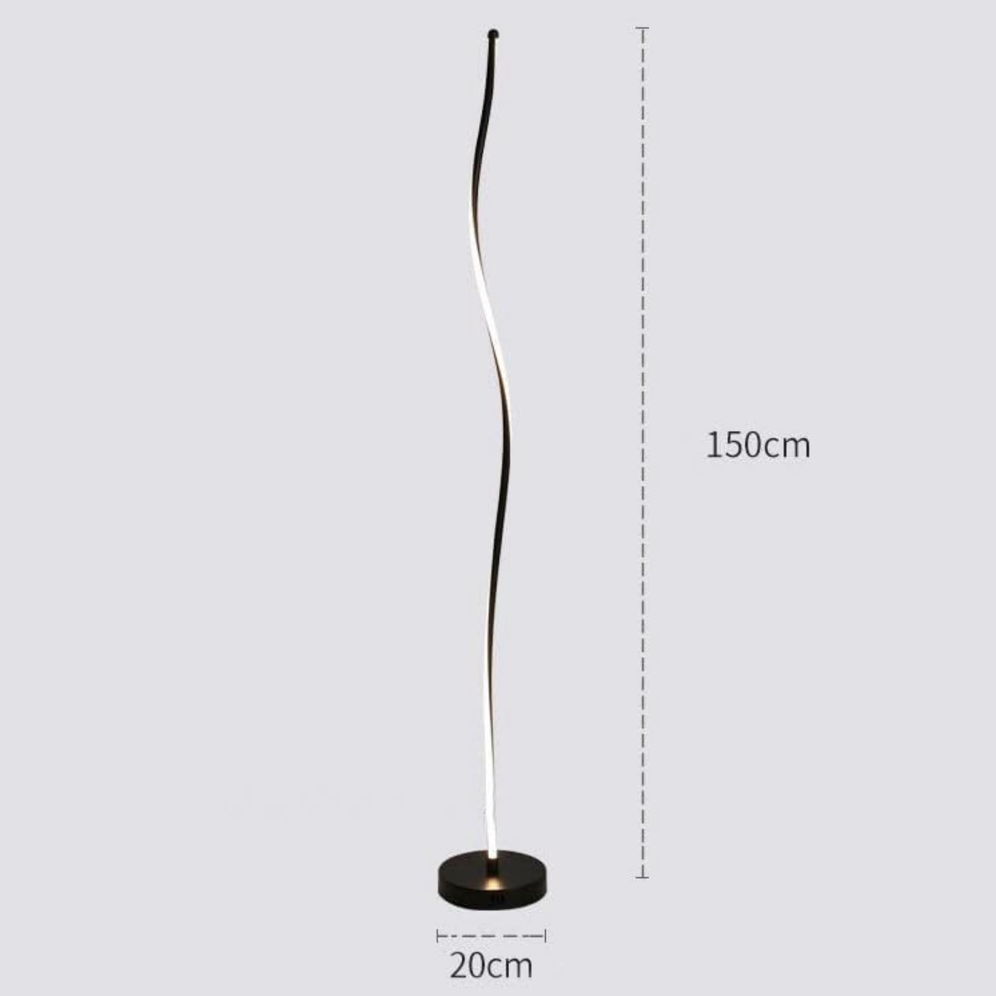 Modern curved LED floor lamp dimensions