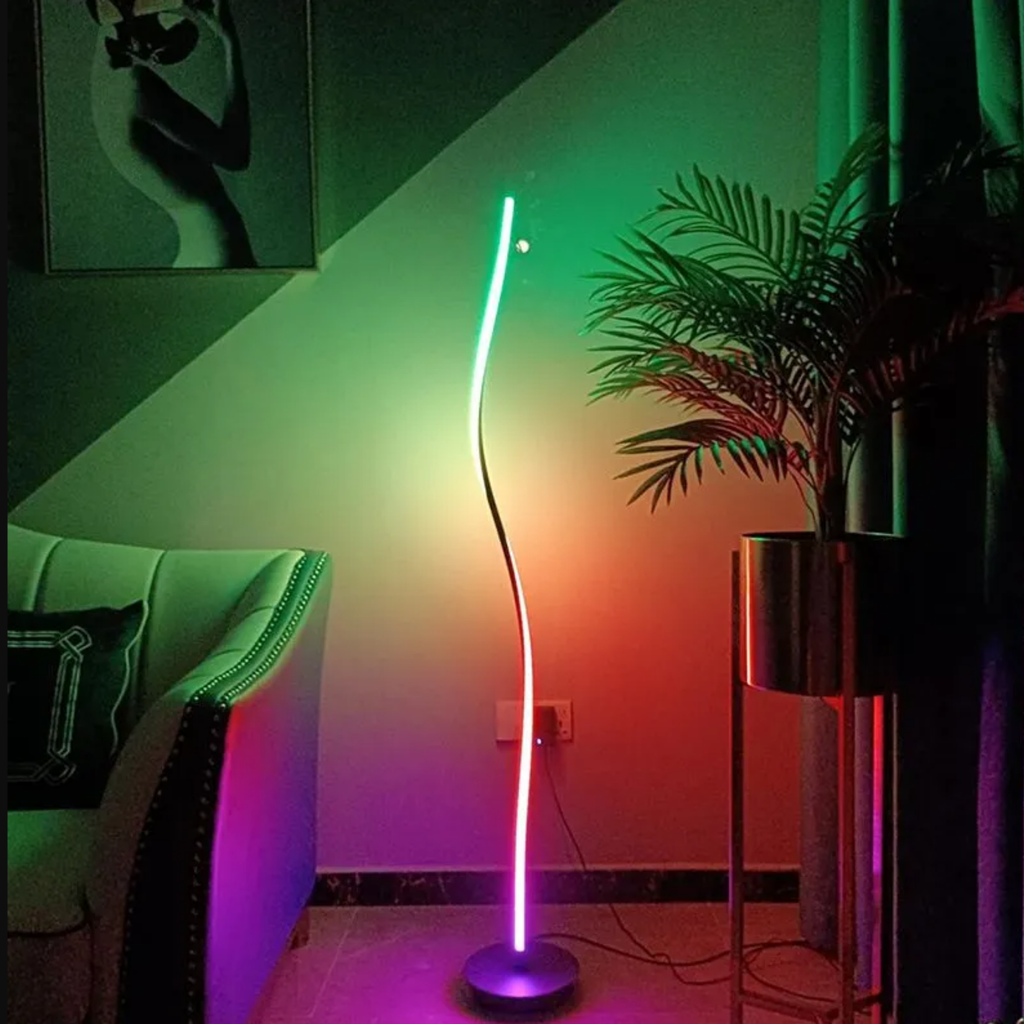 Curved LED floor lamp with rgb light