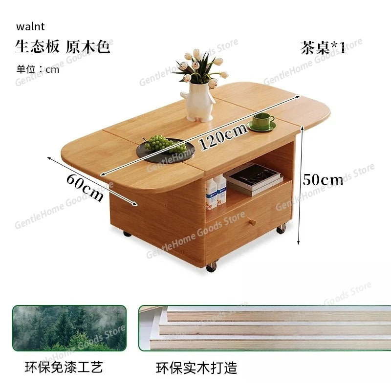 Nordic Style Kawaii Coffee Table Organizer Drawer Trendy Luxury Foldable Coffee Table Wheels Runner Table Basse Home Furniture