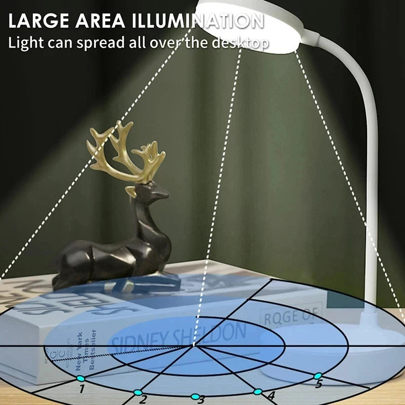 LED Desk Lamp Portable Eye Protection USB Plug 3 Dimming Color Stand Stepless Dimming Eye Protection Bedroom Bedside Lamp Work