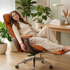High-Back Genuine Leather Executive Swivel Chair - Ergonomic Office Desk Chair for Prolonged Sitting Home & Business Use JT40