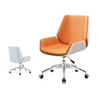 Luxury Leather Office Chair with Solid Wood Accent，Modern Swivel Executive Chair for Home Office Conference Room