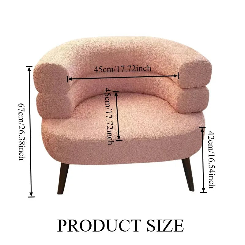 Simple Home Modern Nordic Style Single Sofa Chair with Black Metal Legs Soft Teddy Fleece for Living Room Bedroom Home Furniture
