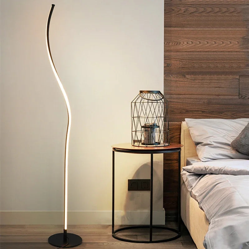 Black White LED Floor Lamp for Living Room Bedroom Bedside Sofa Side Wrought Iron Aluminum Lighting Home Decoration Accessories