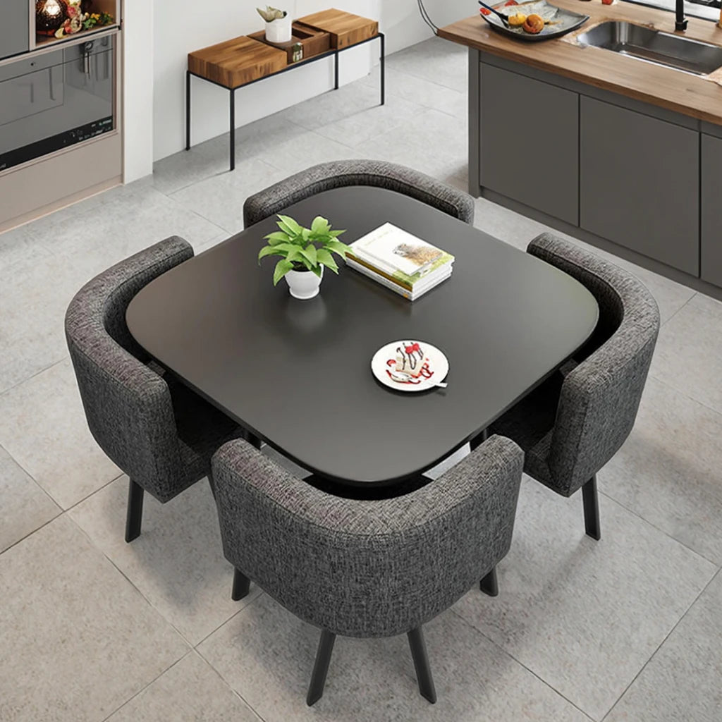 Customer High Quality Luxury Dining Room Set with Wood Stone Table and Chair Smokeless Barbecue Restaurant Furniture