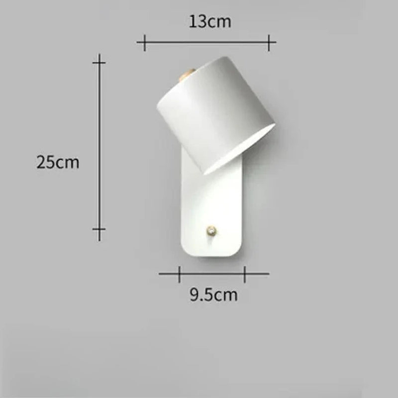 LED Wall Lamp with Switch Nordic Bedroom Bedlight Study Dining Room Corridor Macaron Minimally Home Decorative Light Fixture