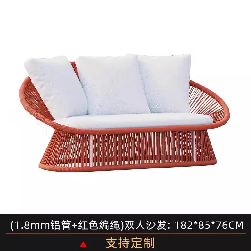 Outdoor Rattan Combination Courtyard Leisure Furniture Hotel Villa B & B Balcony Open-Air Outdoor Waterproof Rattan Chair Sofa