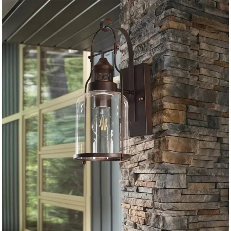 American Walkway Courtyard Villa Wall Retro Glass Wall Lamp