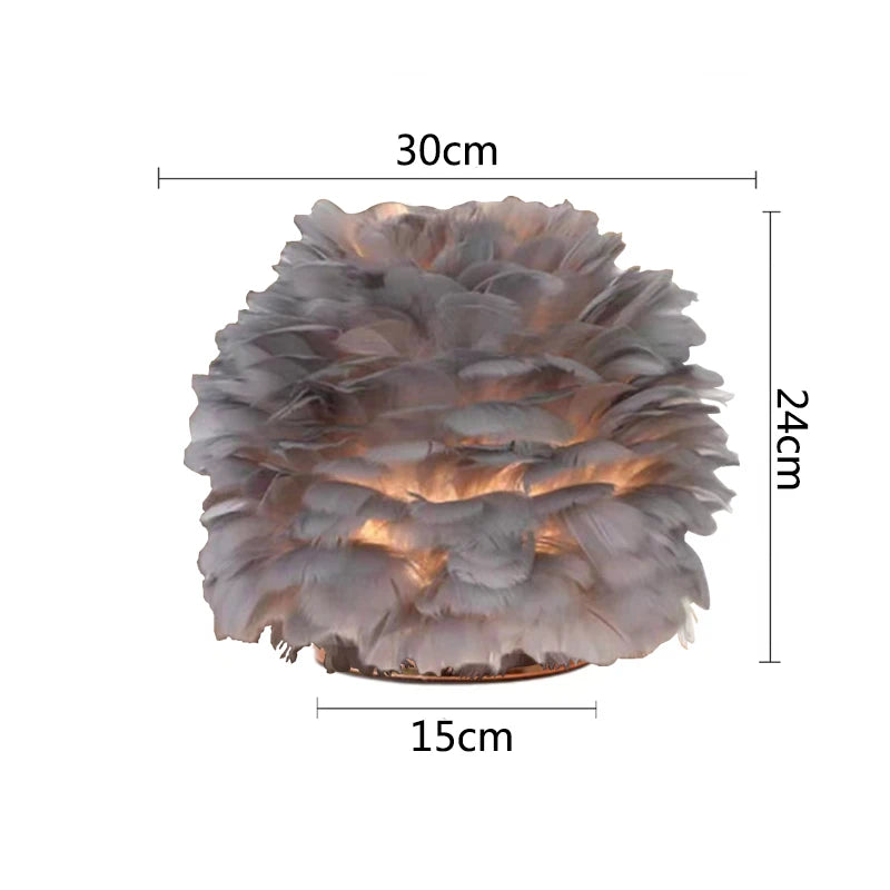 Feather Table Lamp Bedside Lamp Creative Feather Lampshade Home Living Room Bedroom Party Wedding Romantic Decoration
