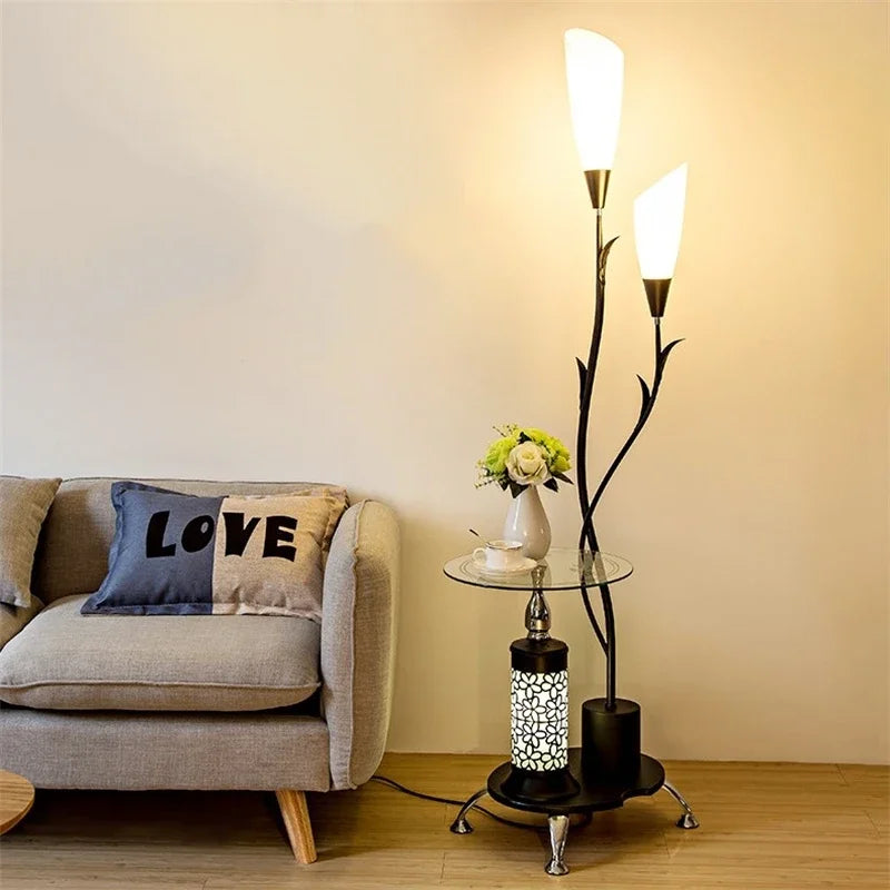 Nordic Modern Floor Lamp LED Flower Tea Table Floor Lamps for Living Room Bedroom Study Desk Lamp Home Decor Standing Lights E27