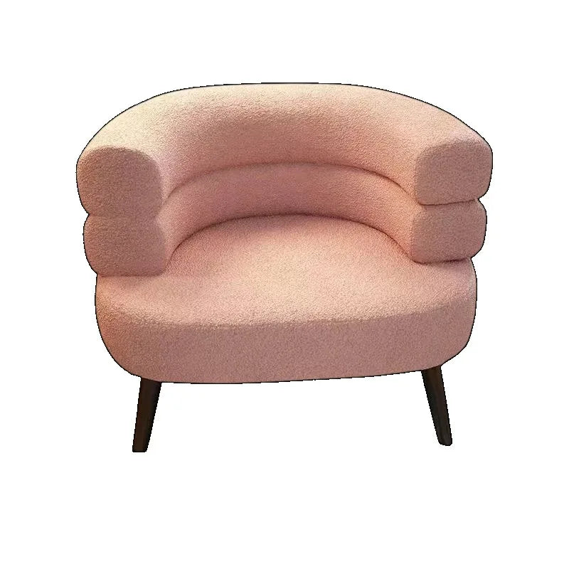 Simple Home Modern Nordic Style Single Sofa Chair with Black Metal Legs Soft Teddy Fleece for Living Room Bedroom Home Furniture