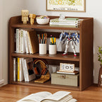 3 Tier Desktop Bookshelf Storage Shelves Wooden Open Bookcase Locker for Daily Household Children Study Bedroom Office Supplies