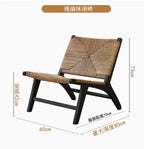PYH Retro Rattan Woven Recliner Solid Wood Single Sofa Chair for Homestay Hotel Home Use Leisure Chair