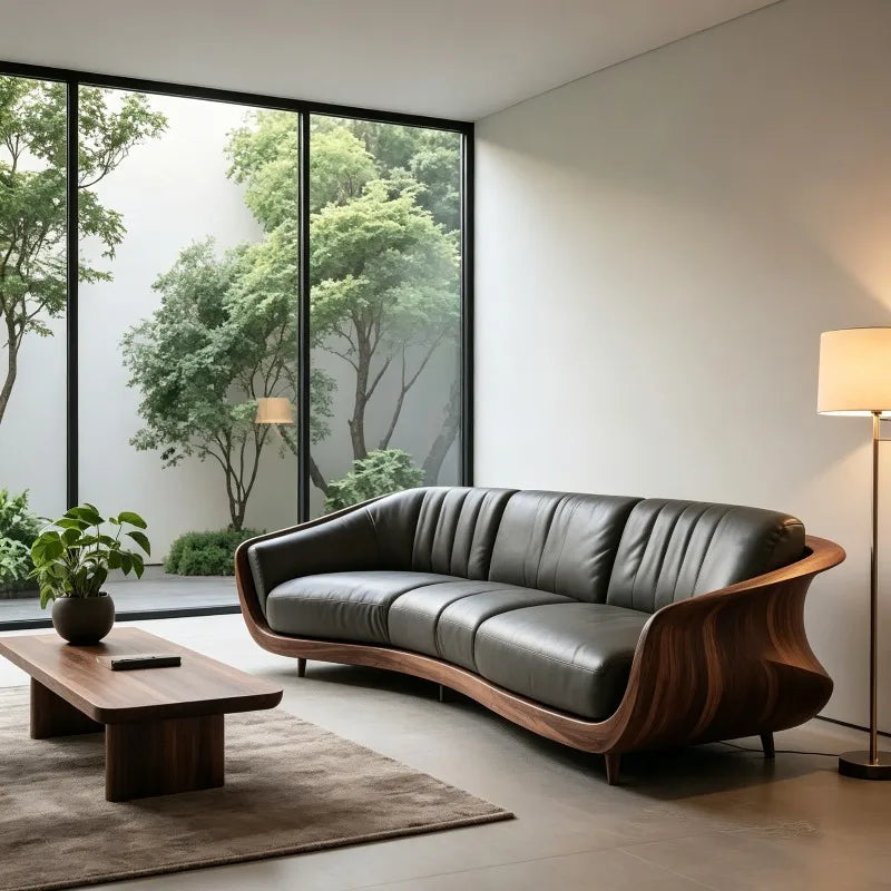 Grey Design New Chinese Style Solid Wood Living Room Sofas Armchairs Relax Sofa Living Room High-End Minimalist Home Furniture