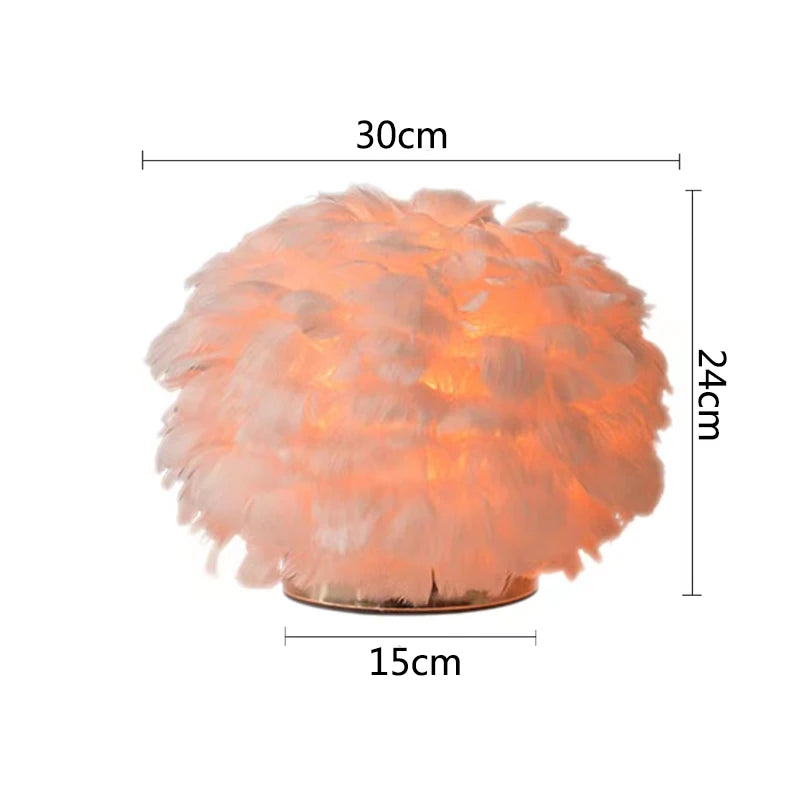 Feather Table Lamp Bedside Lamp Creative Feather Lampshade Home Living Room Bedroom Party Wedding Romantic Decoration