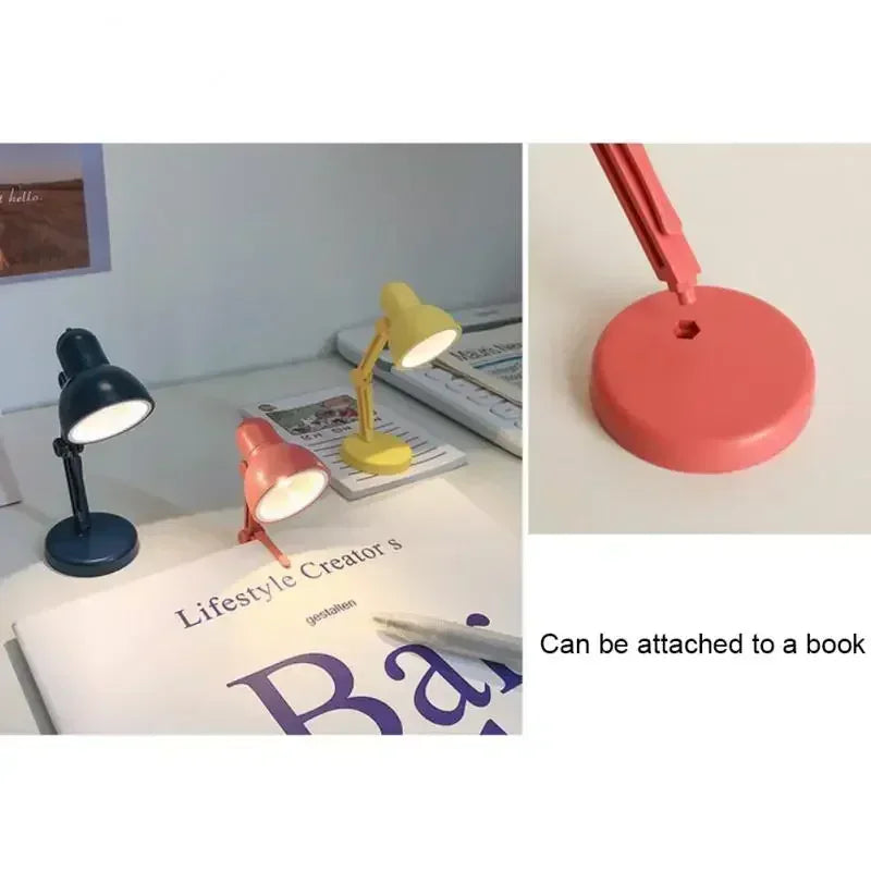 Mini LED Night Reading Book Light Foldable Table Lamp Dormitory Bedroom Creative Bedhead Lights Home Decorations Doll House Lamp